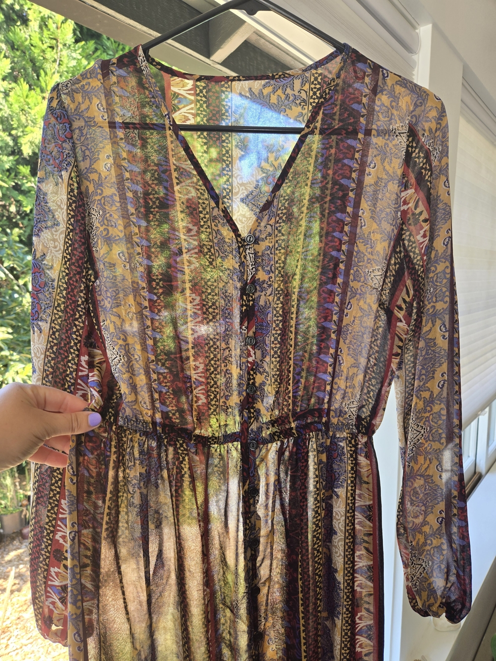 Boho Striped Sheer Maxi Duster - Multi